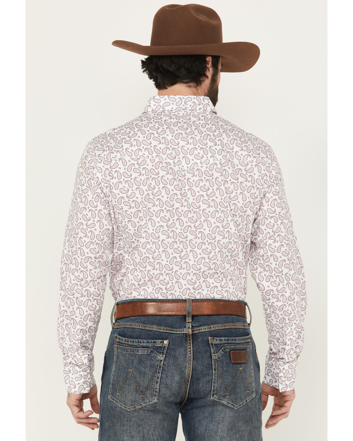 Image #4 - Wrangler Men's 20X Paisley Print Long Sleeve Snap Stretch Western Shirt - Tall, White, hi-res