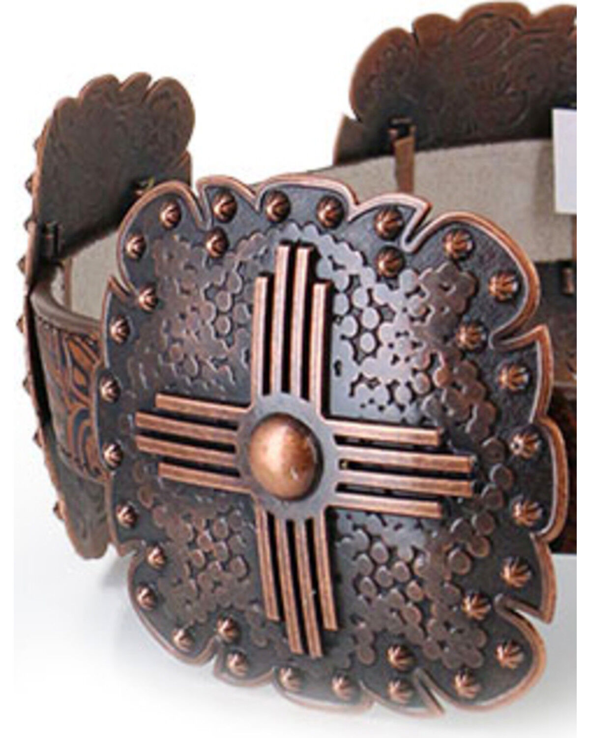 Image #2 - Angel Ranch Women's Brown Scalloped Concho Leather Belt, Brown, hi-res