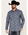Moonshine Spirit Men's Satanta Paisley Print Long Sleeve Snap Western Shirt, Blue, hi-res
