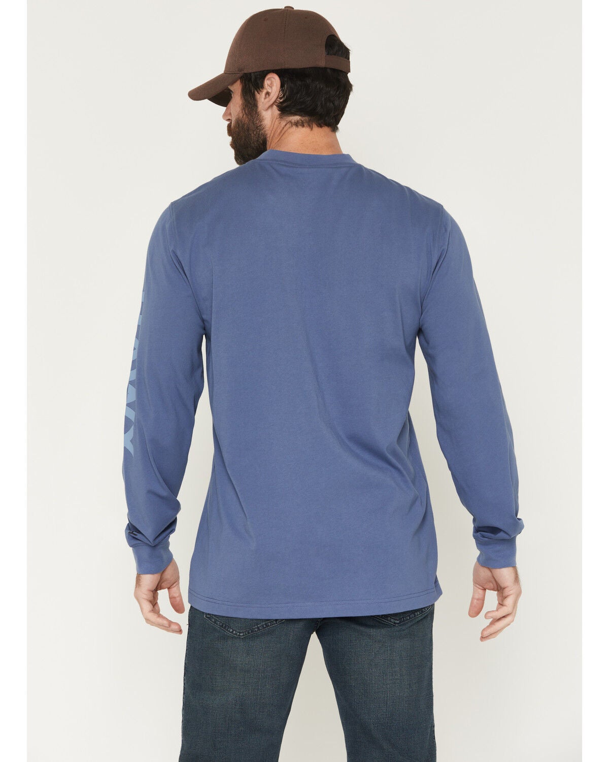 Image #4 - Hawx Men's Solid Graphic Logo Long Sleeve Work T-Shirt, Bright Blue, hi-res