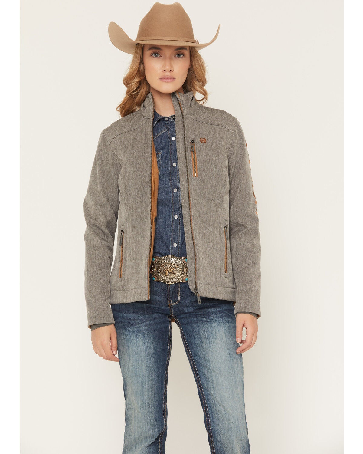 Cinch Women's Bonded Concealed Carry Softshell Jacket, Charcoal, hi-res