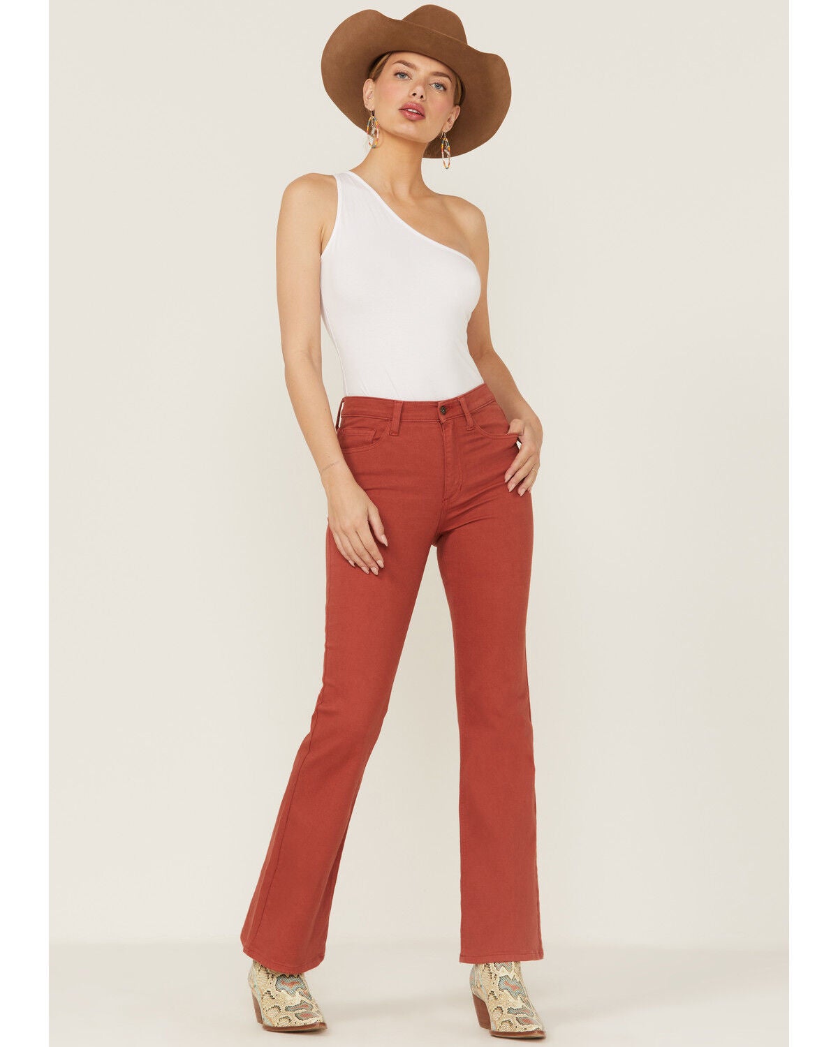 Sneak Peek Women's High Rise Bootcut Jeans, Rust Copper, hi-res