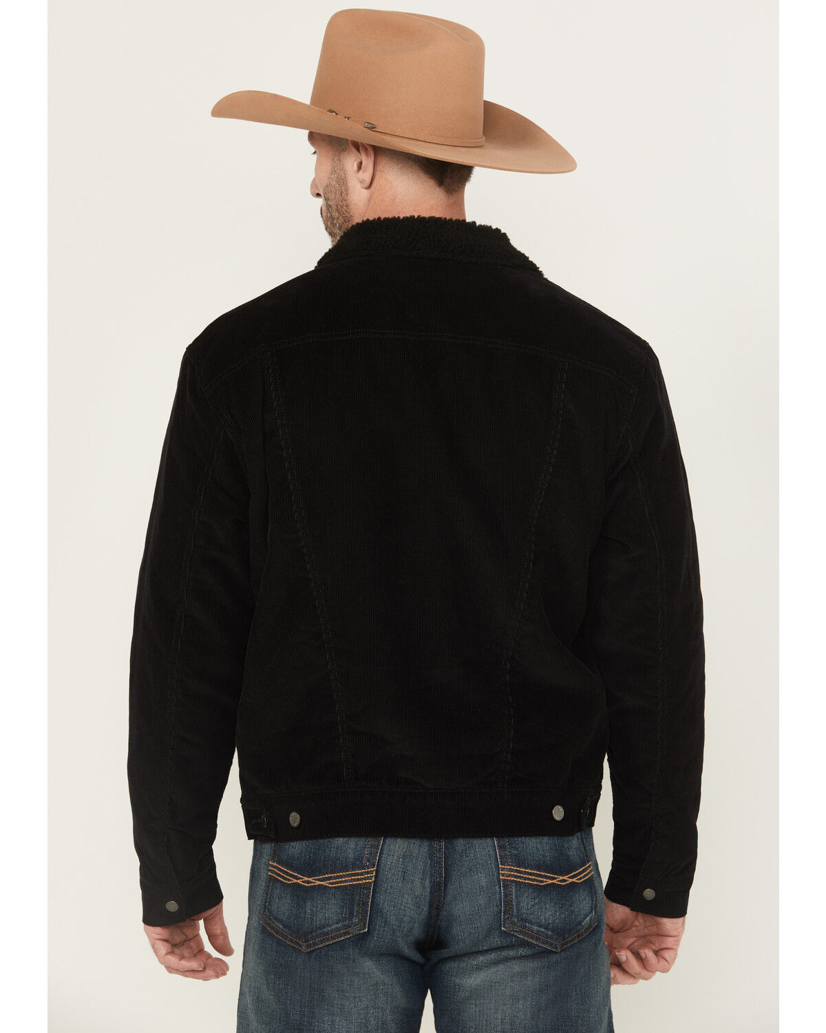 Image #4 - Wrangler Men's Cordury Sherpa Lined Trucker Jacket, Black, hi-res