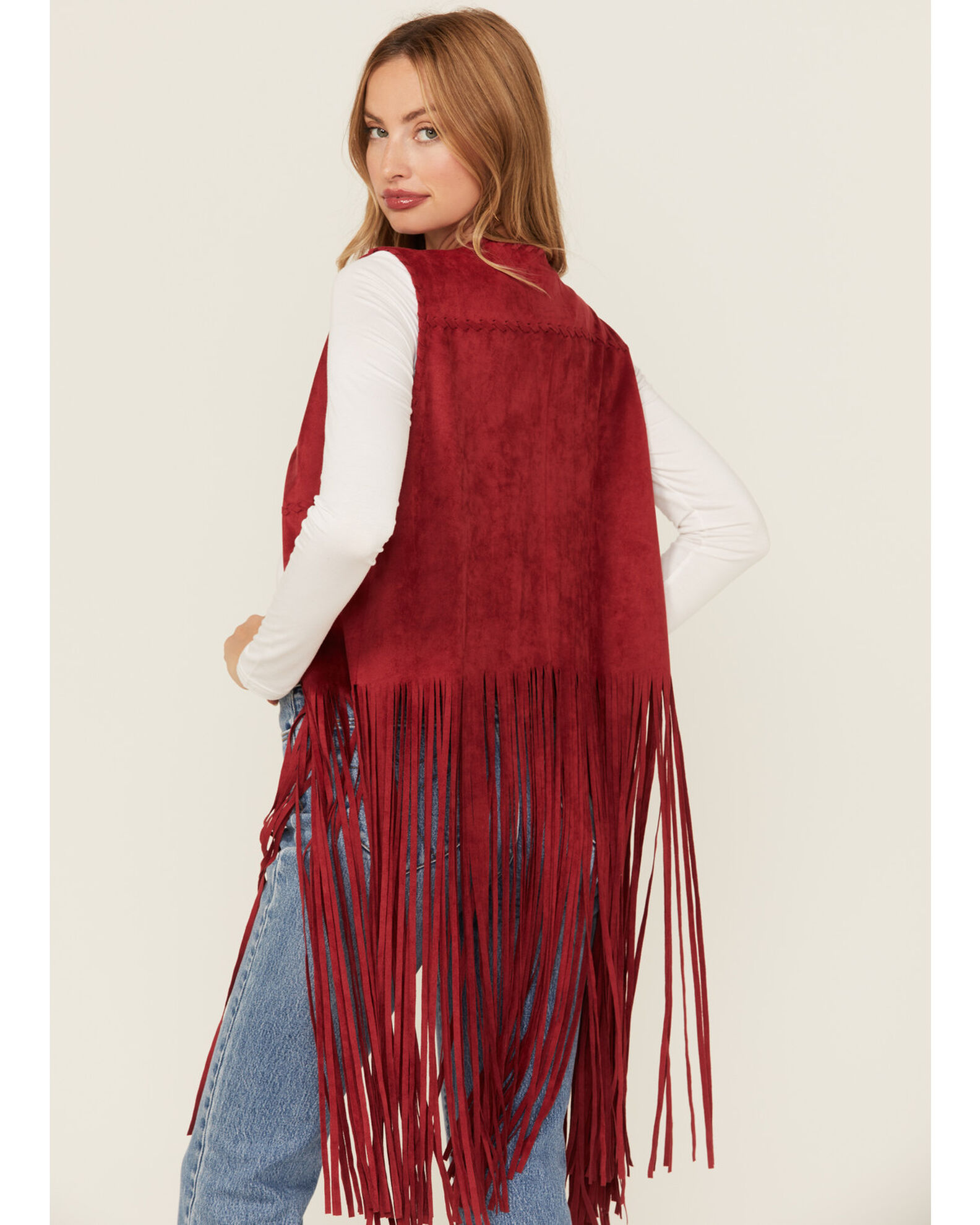 Red suede vest deals