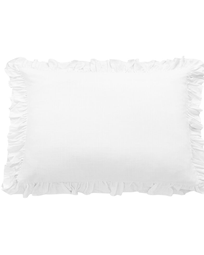 HiEnd Accents Washed Linen Ruffle Sham - King, White, hi-res