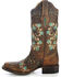 Corral Women's Studded Floral Embroidery Western Boots - Square Toe, Brown, hi-res