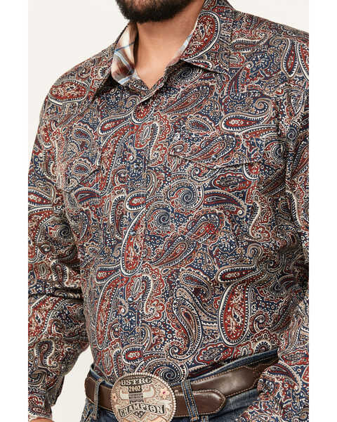 Image #3 - Roper Men's Amarillo Paisley Print Long Sleeve Snap Western Shirt, Multi, hi-res
