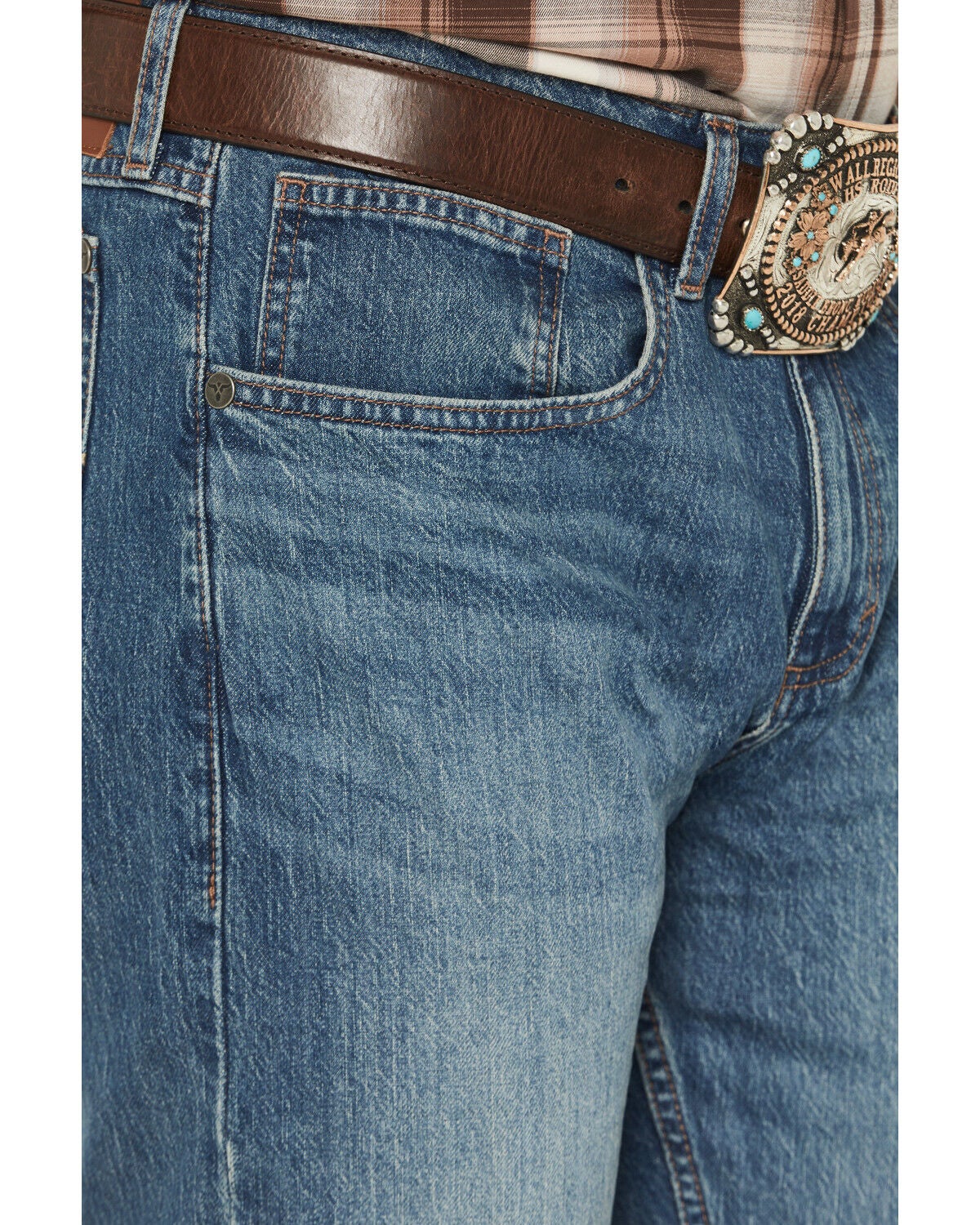 Image #2 - Wrangler 20X Men's Montana Medium Wash Vintage Bootcut Stretch Denim Jeans, Medium Wash, hi-res