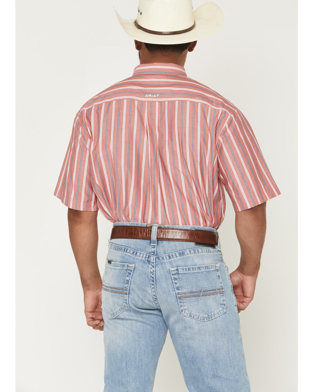 Image #4 - Ariat Men's Pro Series Bobby Striped Print Short Sleeve Button-Down Western Shirt, Red, hi-res