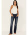 Image #1 - Rock & Roll Denim Women's Medium Wash Mid Rise Riding Bootcut Jeans, Blue, hi-res