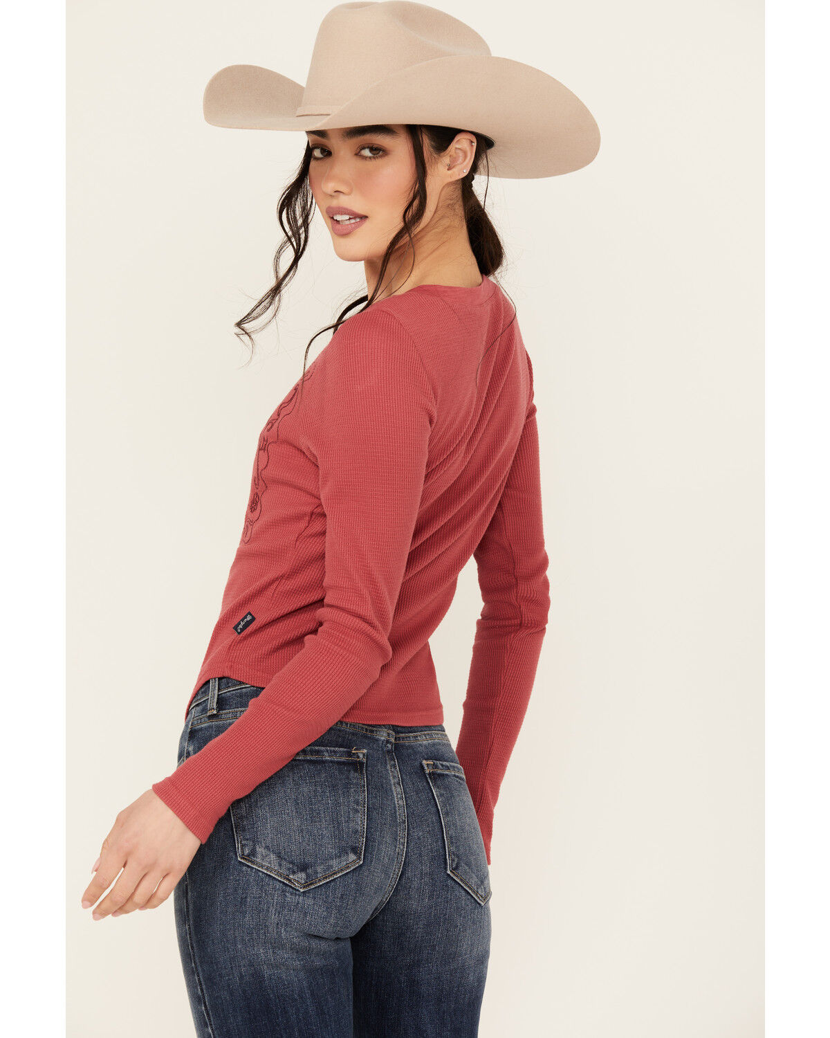 Image #4 - Wrangler Women's Embroidered Long Sleeve Snap Shirt, Light Red, hi-res