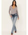 Miss Me Women's Medium Wash Mid Rise Floral Sequins Bootcut Jeans, Medium Blue, hi-res