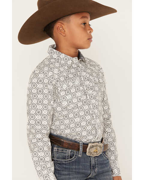 Image #2 - Cody James Boys' Print Long Sleeve Snap Western Shirt, White, hi-res