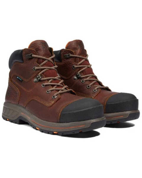 Timberland Men's 6" Helix Waterproof Work Boots - Composite Toe , Brown, hi-res