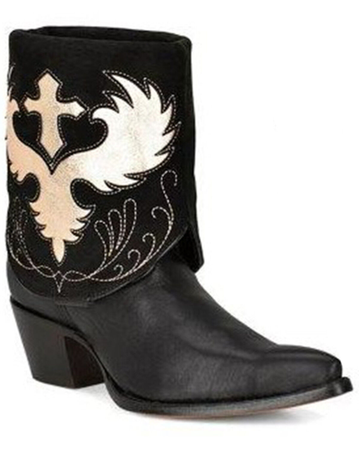Image #1 - Corral Women's Wing & Cross Convertible Western Booties - Snip Toe, Black, hi-res