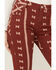 Ranch Dress'n Women's Mudcloth Print High Rise Super Flare Jeans , Rust Copper, hi-res