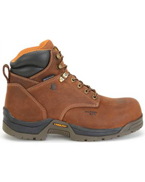 Image #2 - Carolina Men's 6" Waterproof Work Boots - Broad Toe, Brown, hi-res