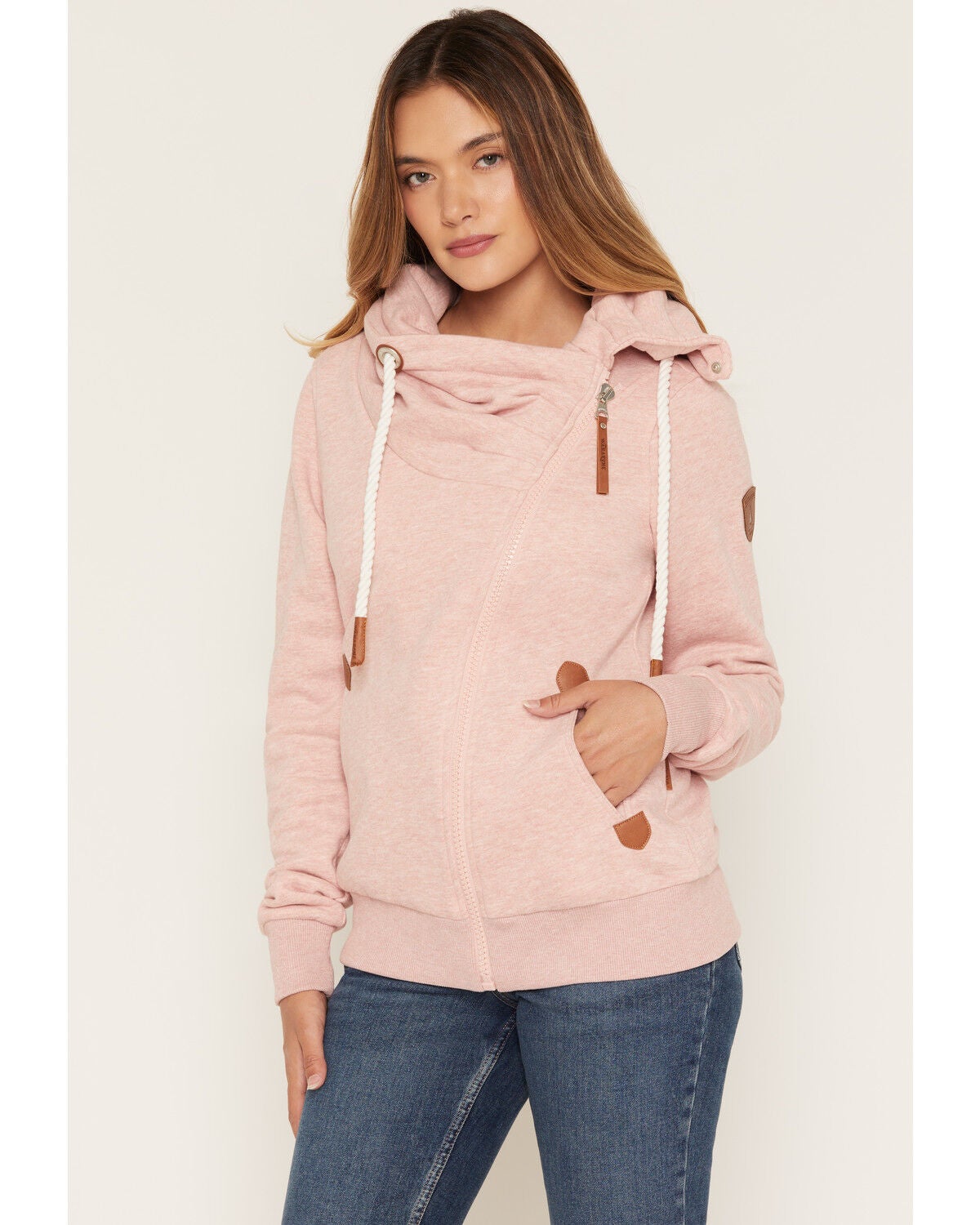 Wanakome Women's Hestia Asymmetrical Full-Zip Sweatshirt, Pink, hi-res