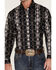 Rock & Roll Denim Men's Vertical Southwestern Print Long Sleeve Button Down Western Shirt , Black, hi-res