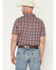 Image #4 - Cody James Men's Cowboy Brew Plaid Print Short Sleeve Button-Down Stretch Western Shirt, Burgundy, hi-res