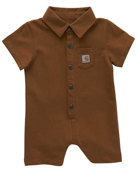Image #1 - Carhartt Infant Boys' French Terry Short Sleeve Onesie , Brown, hi-res