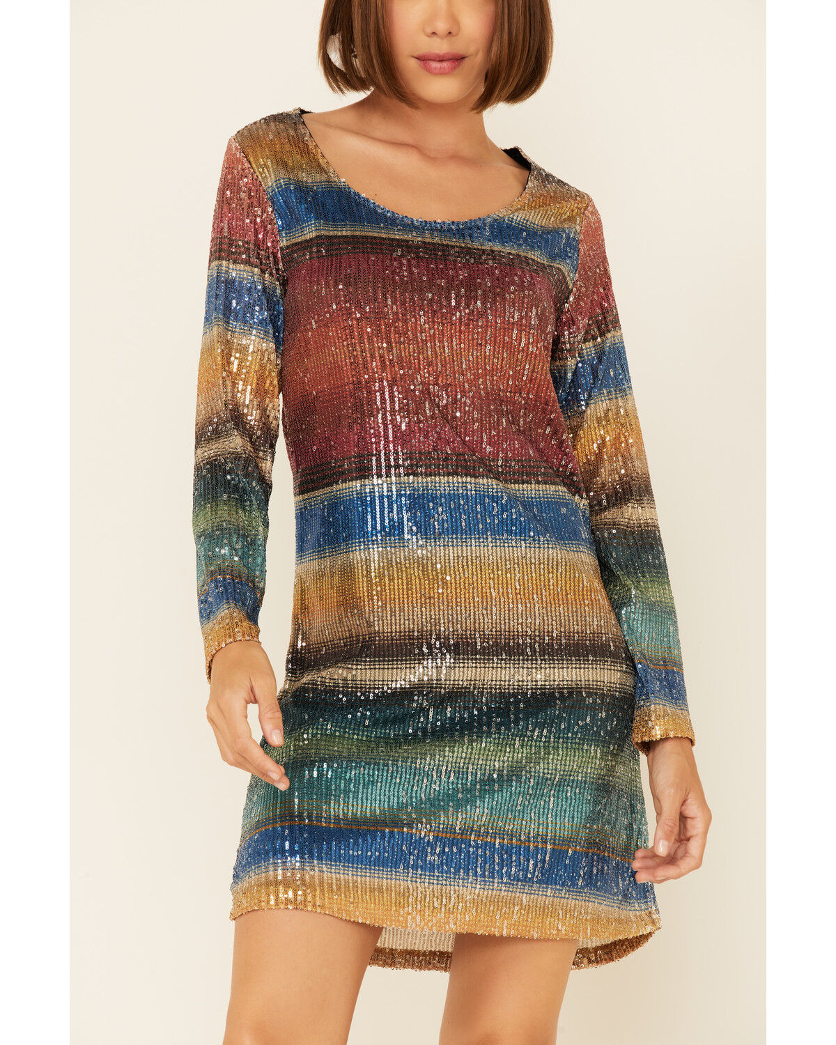 Image #3 - Tasha Polizzi Women's Long Sleeve Serape Sequin Lilliana Mini Dress, Multi, hi-res