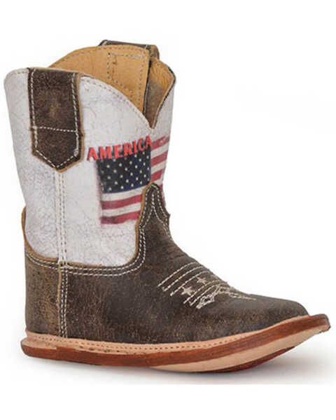 Image #1 - Roper Infant Boys' America Strong Western Boots - Square Toe, Brown, hi-res