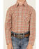 Image #3 - Rough Stock by Panhandle Boys' Plaid Print Long Sleeve Pearl Snap Stretch Western Shirt, Rust Copper, hi-res
