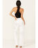 Image #3 - Vibrant Denim Women's Rhinestone Star High Rise Wide Leg Jeans, White, hi-res