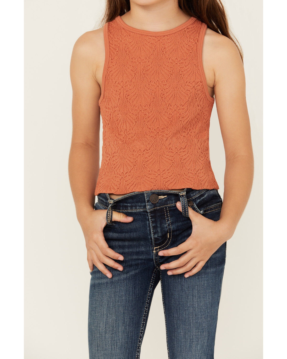 Image #3 - Fornia Girls' High Neck Tank Top, Rust Copper, hi-res