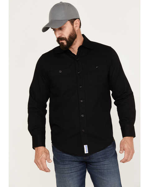 Image #1 - Resistol Men's Aspen Plaid Solid Long Sleeve Button Down Western Shirt , Black, hi-res