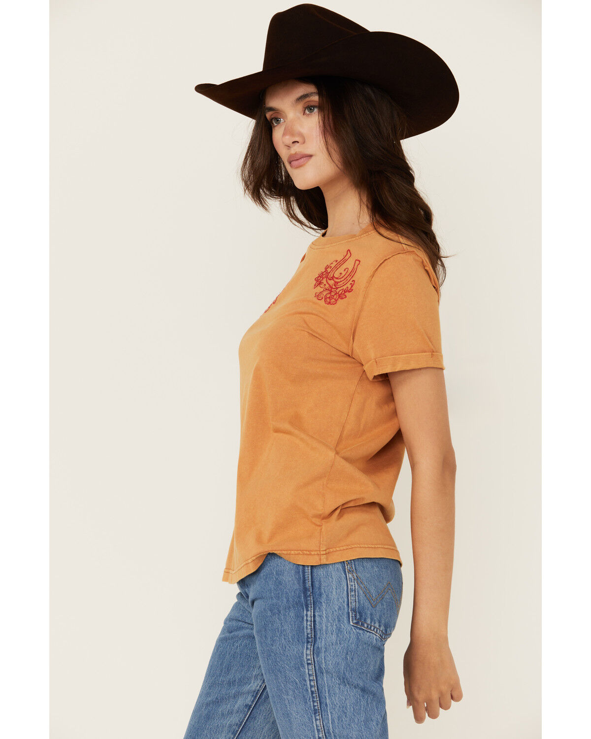 Image #2 - Blue B Women's Western Motif Short Sleeve Graphic Tee, Rust Copper, hi-res