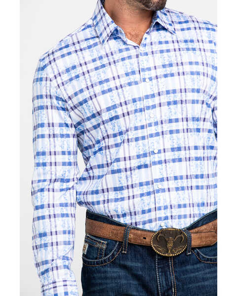 Image #4 - Scully Signature Soft Series Men's Multi Med Plaid Long Sleeve Western Shirt, Blue, hi-res