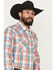 Image #2 - Ely Walker Men's Plaid Print Long Sleeve Pearl Snap Western Shirt, Orange, hi-res