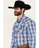 Image #2 - Wrangler Men's Plaid Print Long Sleeve Snap Western Shirt, Navy, hi-res