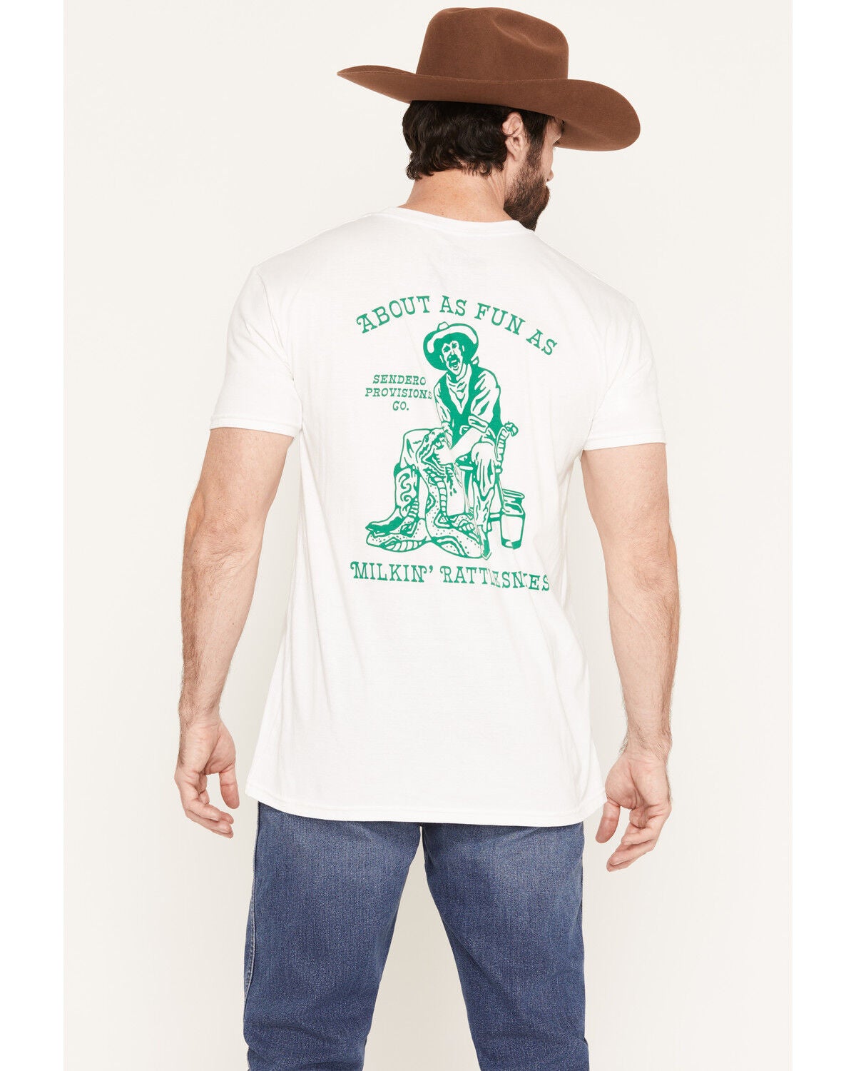 Sendero Provisions Men's Milkin' Rattlesnakes Short Sleeve Graphic T-Shirt, White, hi-res