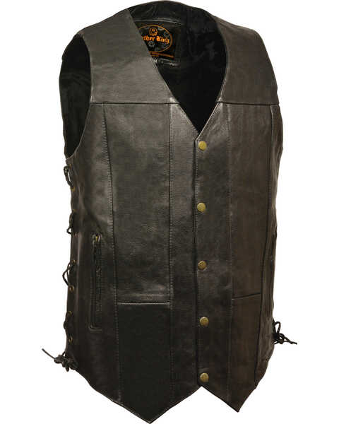 Milwaukee Leather Men's10 Pocket Side Lace Vest - Big, Black, hi-res