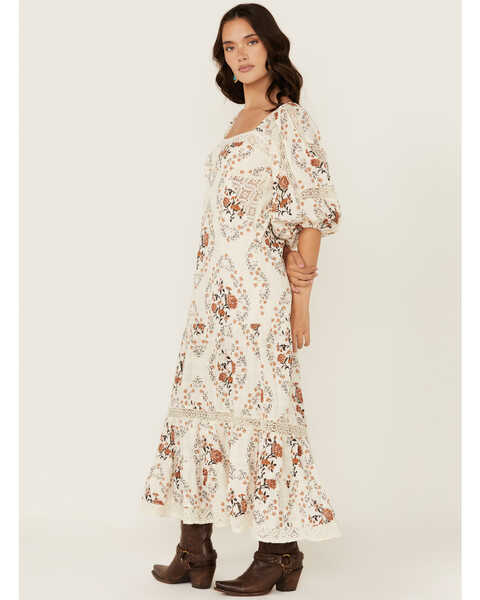 Free People Women's All The Attitude Floral Printed Midi Dress, Ivory, hi-res