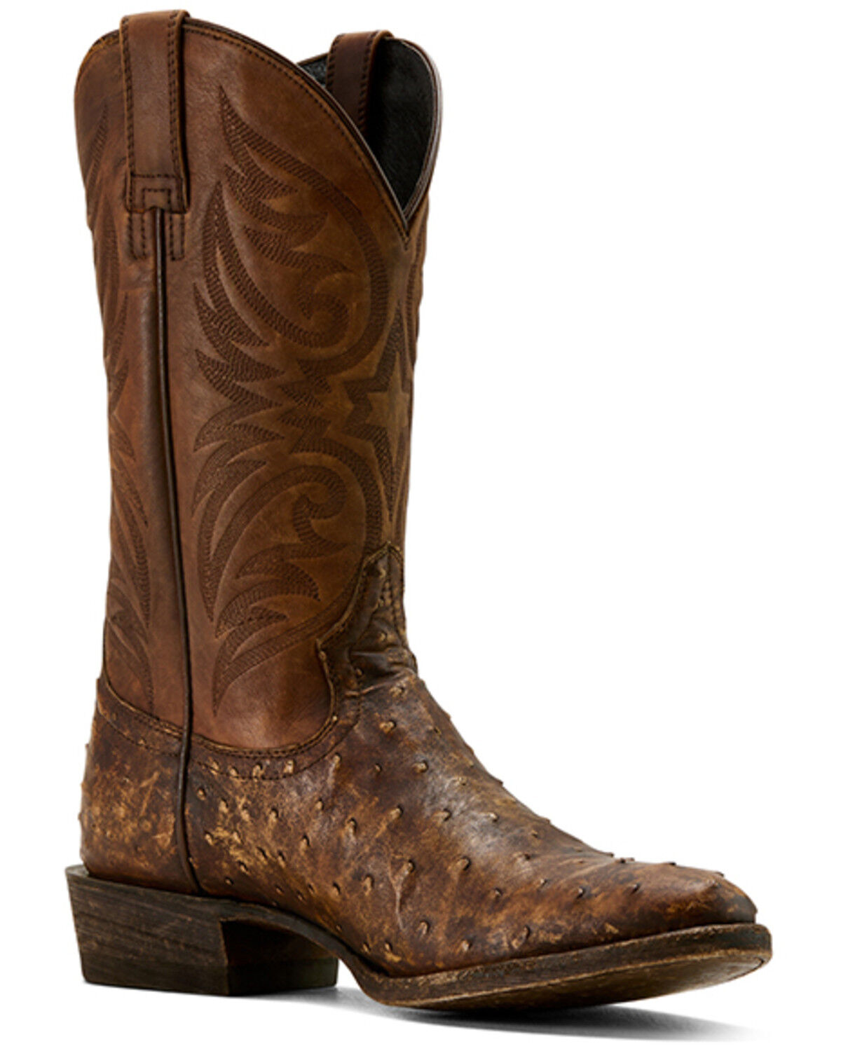 Image #1 - Ariat Men's Vesper Exotic Ostrich Western Boots - Round Toe, Tan, hi-res