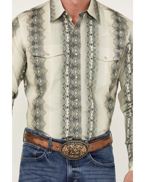 Image #3 - Wrangler Men's Checotah Long Sleeve Pearl Snap Western Shirt - Big , Tan, hi-res