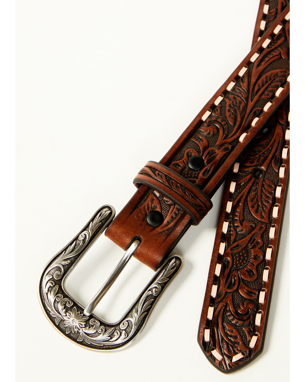 Image #2 - Shyanne Girls' Floral Tooled Belt, Brown, hi-res