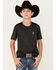 Image #1 - Ariat Boys' Charger Vertical Flag Graphic Short Sleeve T-Shirt, Charcoal, hi-res