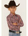 Image #2 - Wrangler Retro Boys' Plaid Print Long Sleeve Snap Western Shirt , Red, hi-res