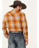 Image #4 - Cody James Men's Tidal Wave Plaid Print Long Sleeve Snap Western Flannel, Caramel, hi-res