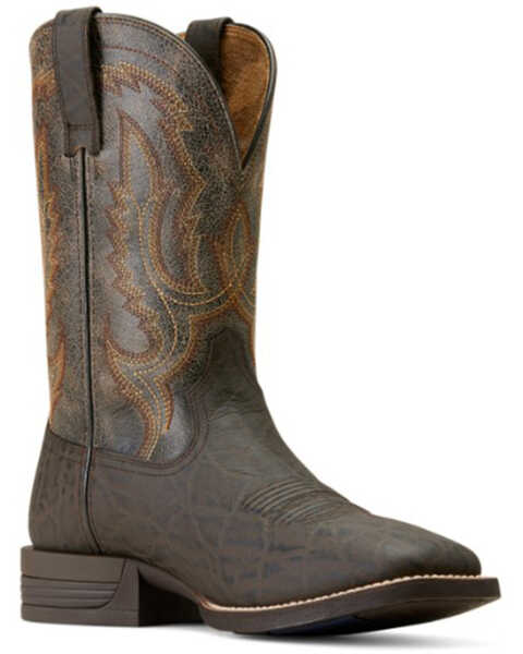 Image #1 - Ariat Men's Steadfast Elephant Print Western Performance Boots - Broad Square Toe, Brown, hi-res