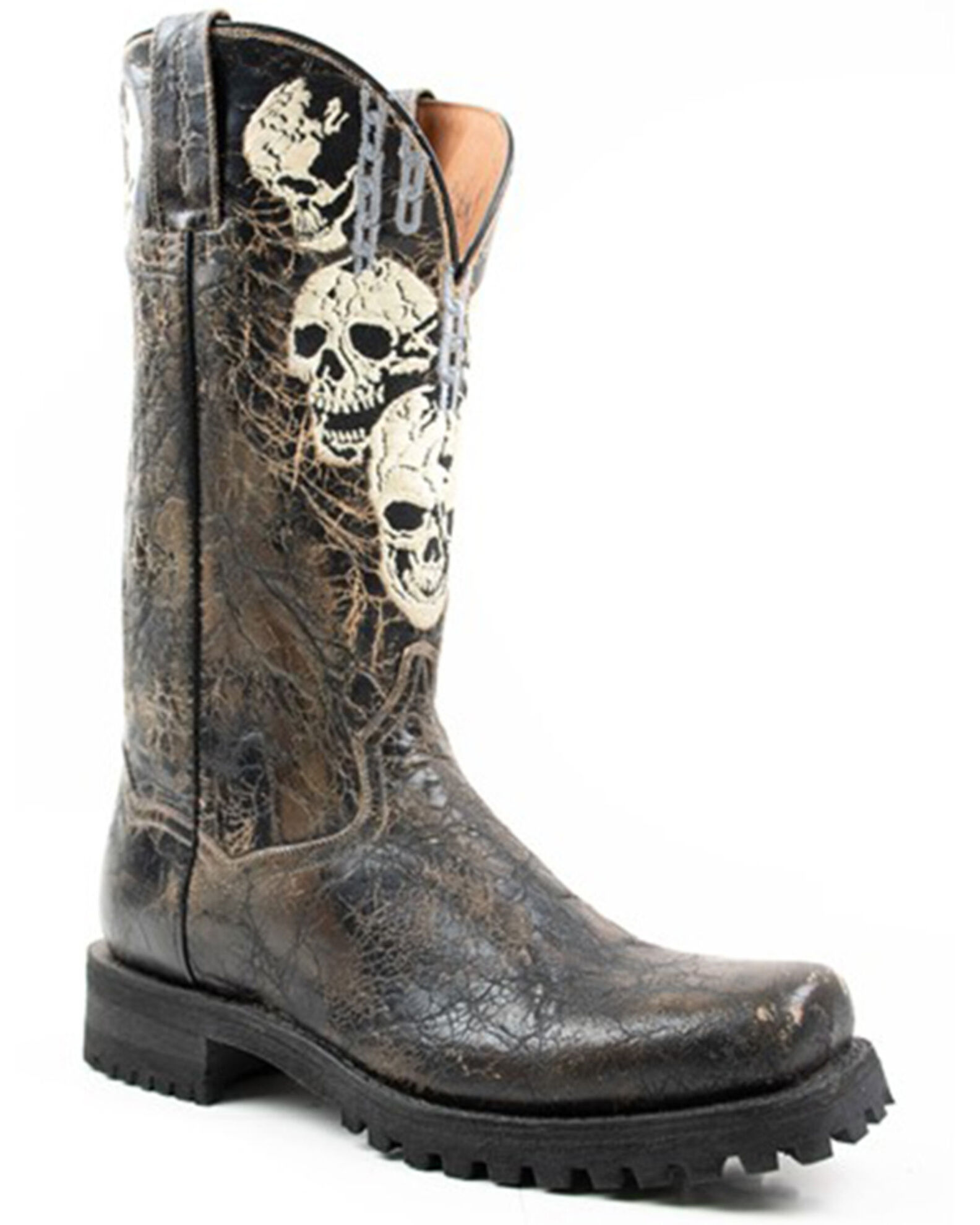 Dan Post Men s Skulls Motorcycle Western Boot Square Toe Sheplers