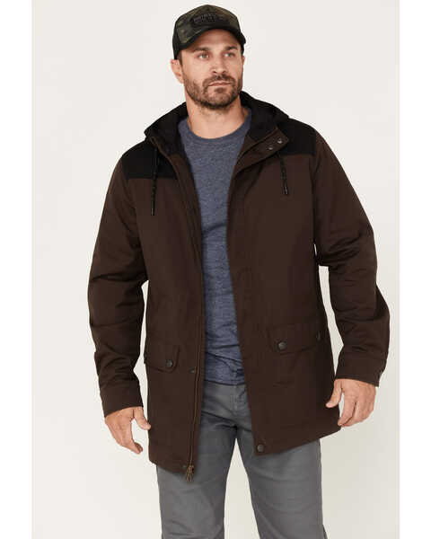 Brothers and Sons Men's Waxed Canvas Cruiser Hooded Jacket, Dark Brown, hi-res