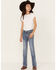 Grace in LA Girls' Light Wash Embroidered Floral Bootcut Jeans, Blue, hi-res