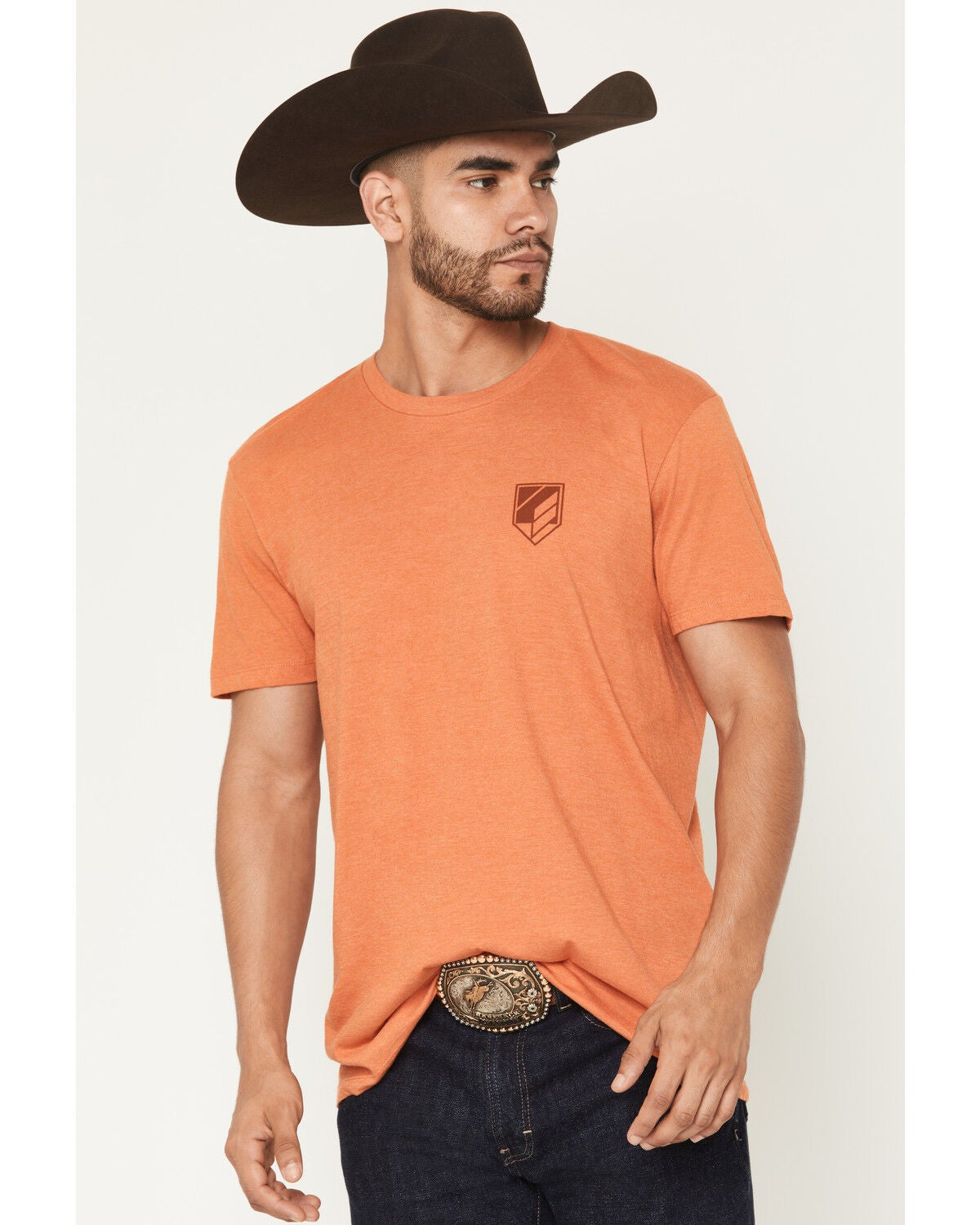 Image #2 - RANK 45&reg; Men's Cowboy Logo Short Sleeve Graphic T-Shirt, Orange, hi-res