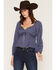Image #1 - Ash & Violet Women's Solid Long Sleeve Shirt, Navy, hi-res